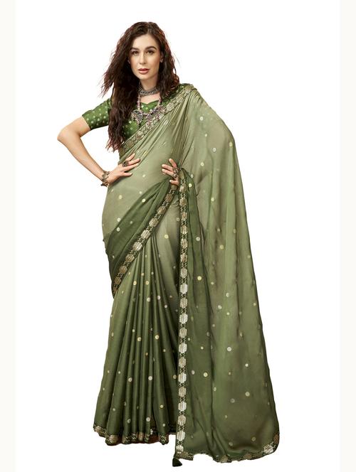 polka dot woven saree with blouse - 19700088 - Very Small Image - 1