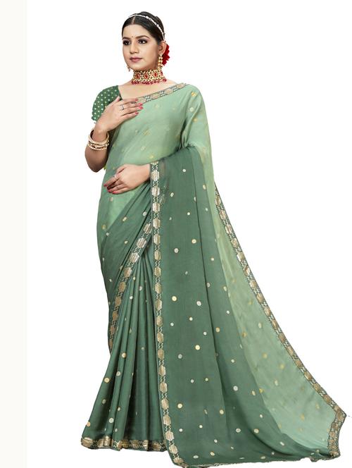 polka dot woven saree with blouse - 19700094 - Very Small Image - 1