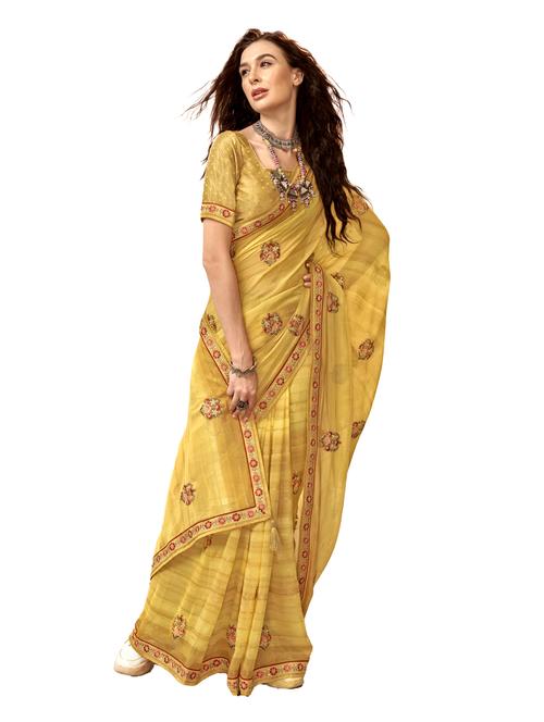 printed woven saree with blouse - 19700128 - Very Small Image - 1