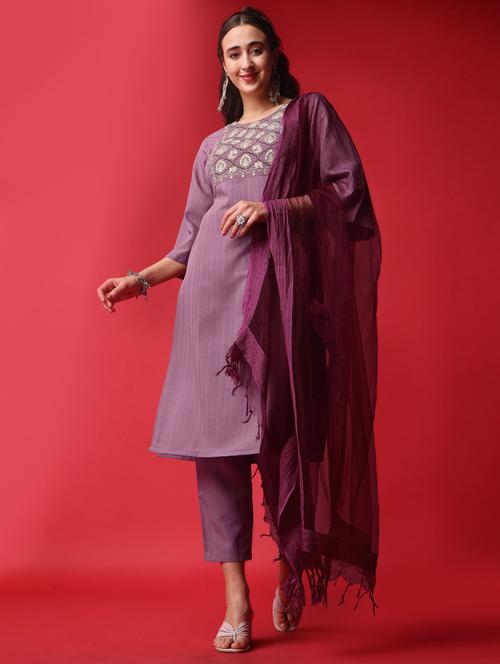 women embroidered kurta dupatta set - 19700160 - Very Small Image - 1