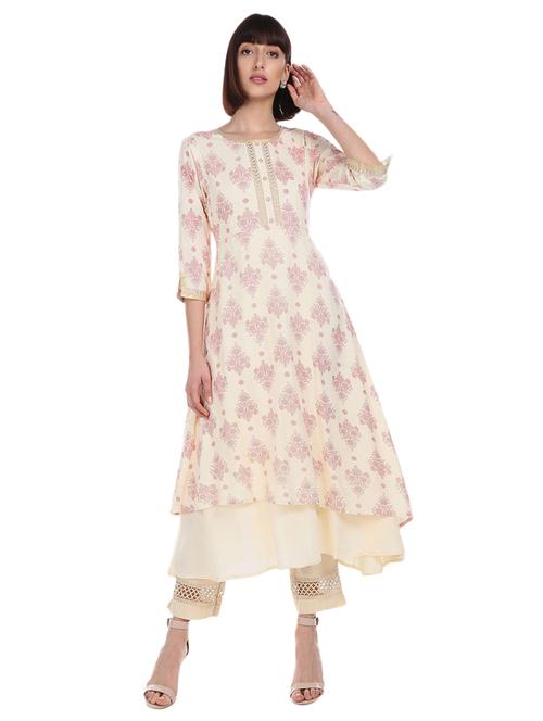 round neck printed a-line kurta - 19700634 - Very Small Image - 1