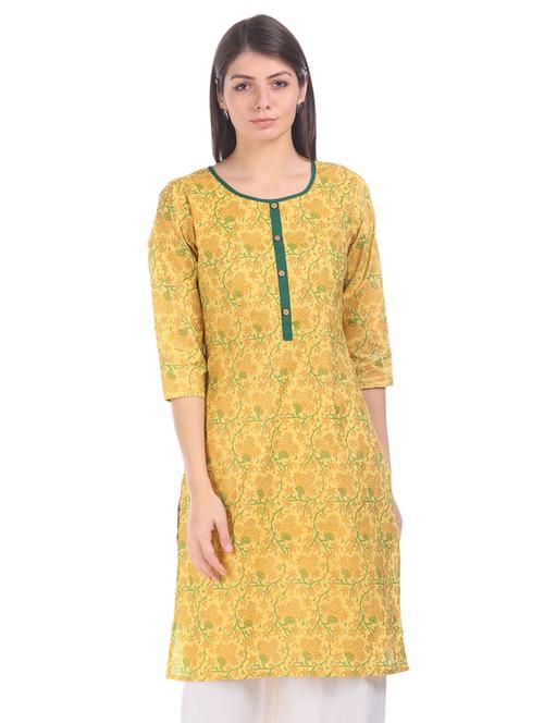 round neck printed straight kurta - 19700639 - Very Small Image - 1