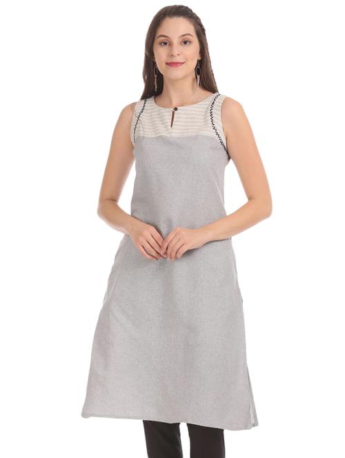 key hole neck solid straight kurta - 19700704 - Very Small Image - 1