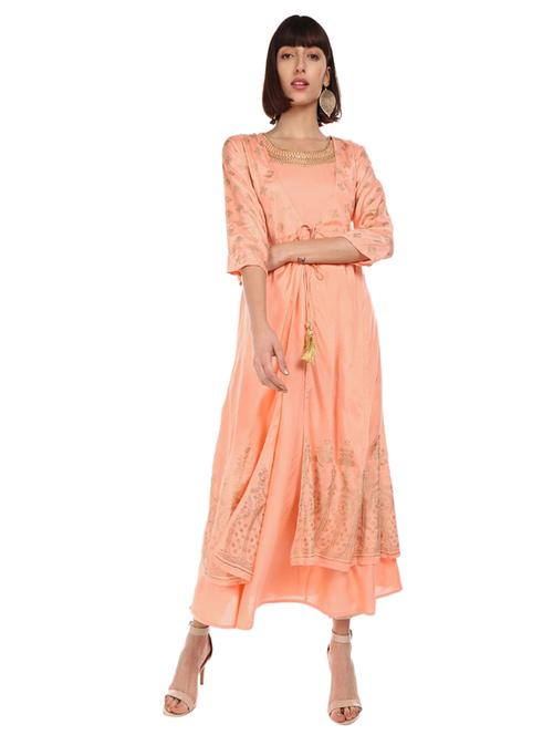 round neck printed a-line kurta - 19700707 - Very Small Image - 1