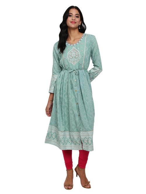 round neck printed a-line kurta - 19700739 - Very Small Image - 1