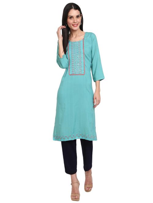 round neck solid straight kurta - 19700779 - Very Small Image - 1