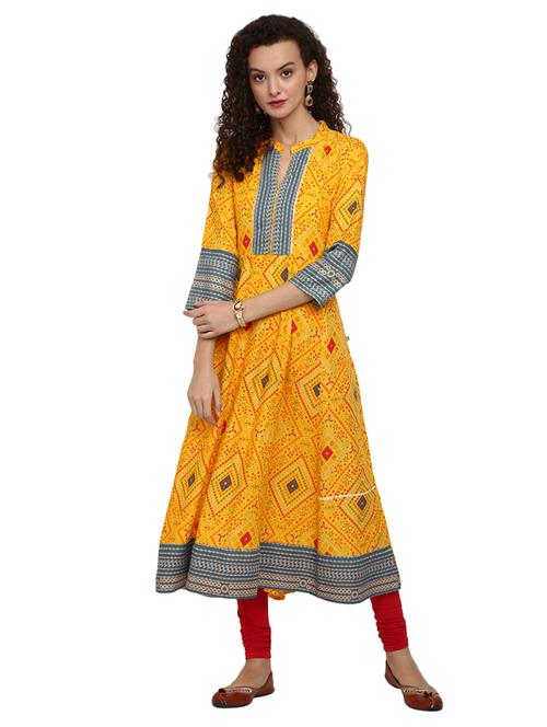 mandarin collar printed straight kurta - 19700804 - Very Small Image - 1