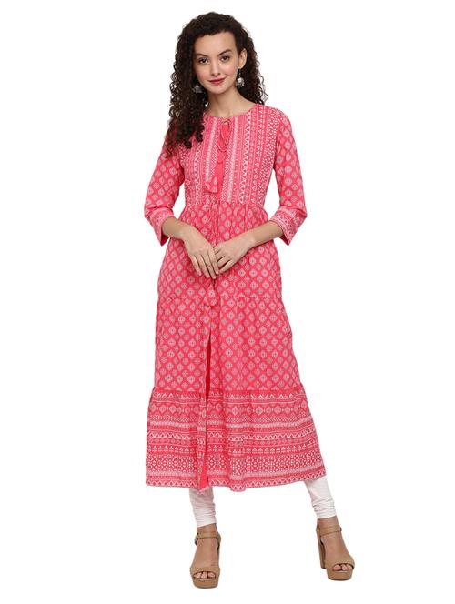 key hole neck printed straight kurta - 19700807 - Very Small Image - 1