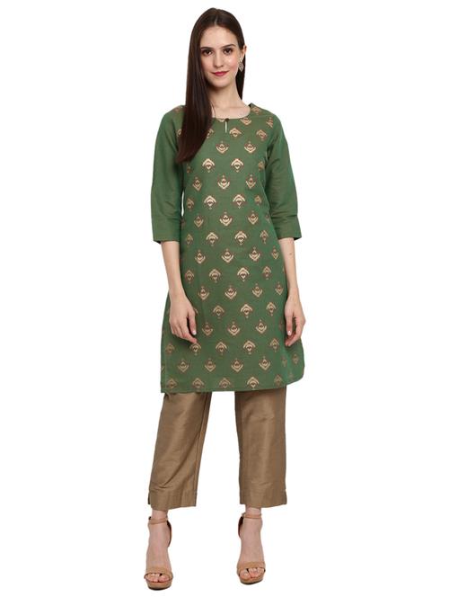 key hole neck printed straight kurta - 19700846 - Very Small Image - 1