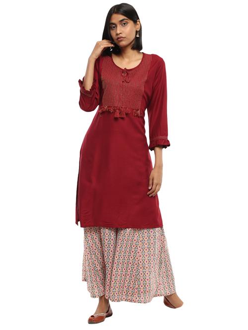 key hole neck solid straight kurta - 19700904 - Very Small Image - 1