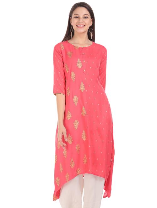 round neck printed straight kurta - 19700931 - Very Small Image - 1