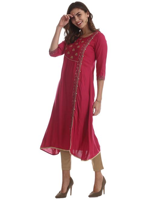 round neck printed straight kurta - 19700961 - Very Small Image - 1