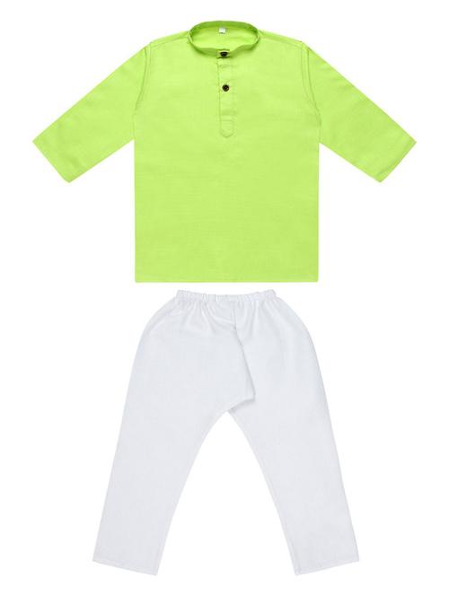 lime solid kurta set - 19701192 - Very Small Image - 1