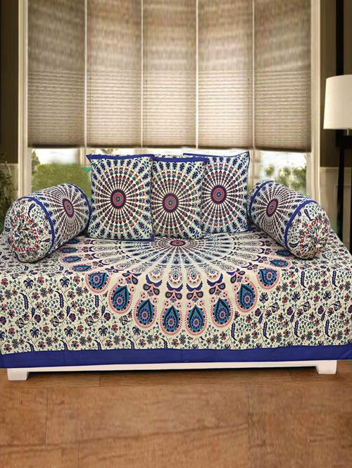 indhome life multicolor pure cotton set of 6 pcs jaipuri traditional pattern diwan set - 19701376 - Very Small Image - 1