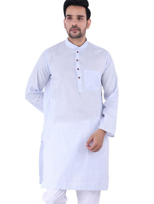 light blue cotton blend kurta - 19702589 - Very Small Image - 1