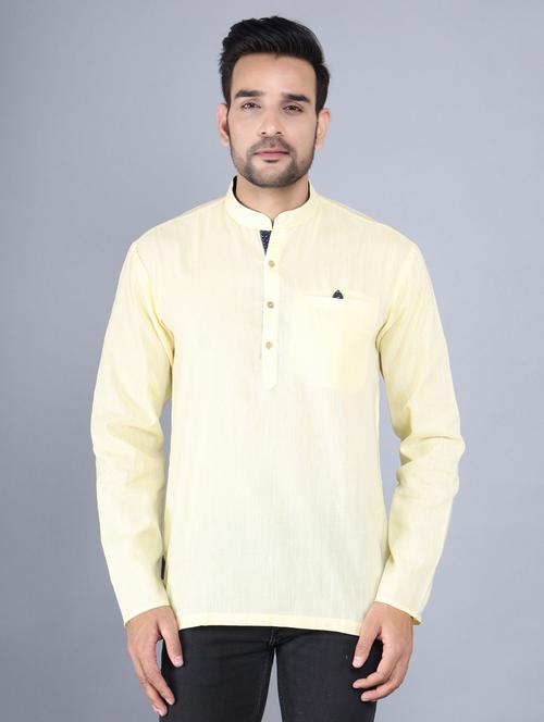 mandarin neck solid short kurta - 19702624 - Very Small Image - 1