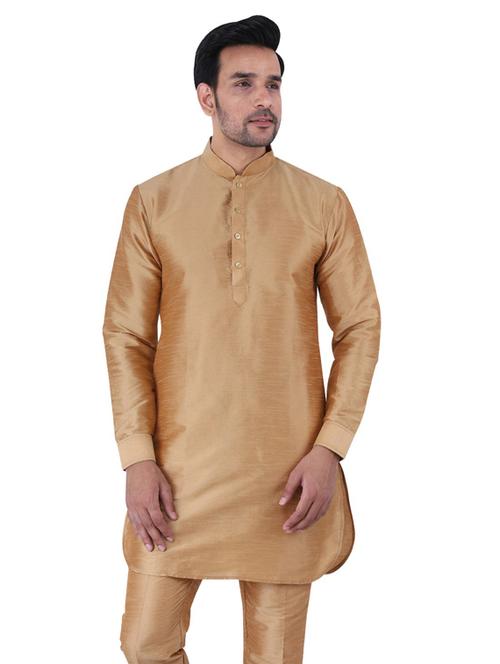 golden solid kurta pyjama ethnic wear set - 19702683 - Very Small Image - 1