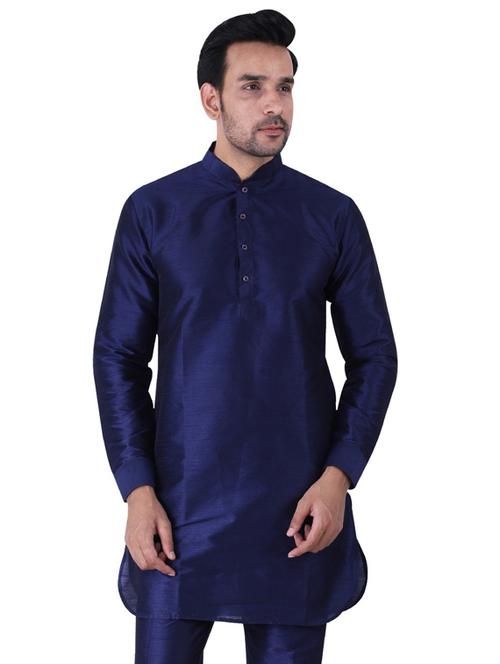 dark blue solid kurta pyjama ethnic wear set - 19702693 - Very Small Image - 1