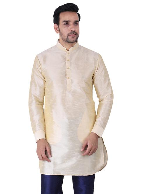cream solid kurta pyjama ethnic wear set - 19702696 - Very Small Image - 1