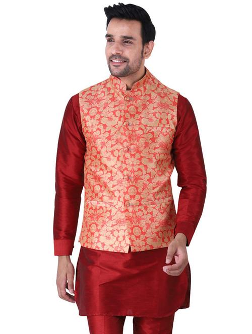 printed kurta pyjama with nehru jacket - 19702703 - Very Small Image - 1