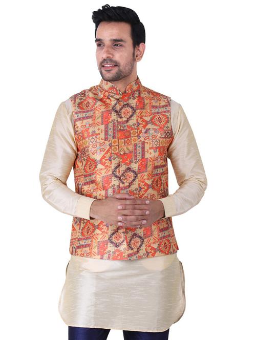 printed kurta pyjama with nehru jacket - 19702708 - Very Small Image - 1