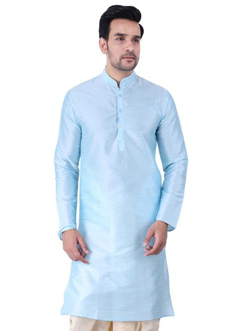 light blue solid dhoti kurta set - 19702720 - Very Small Image - 1