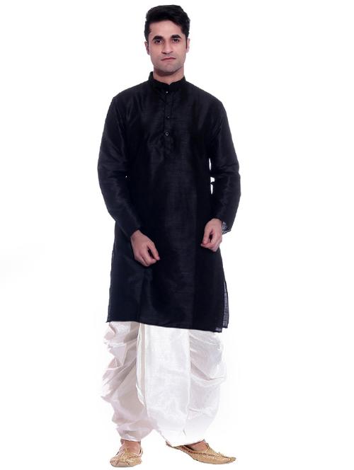 dark blue solid dhoti kurta set - 19702730 - Very Small Image - 1