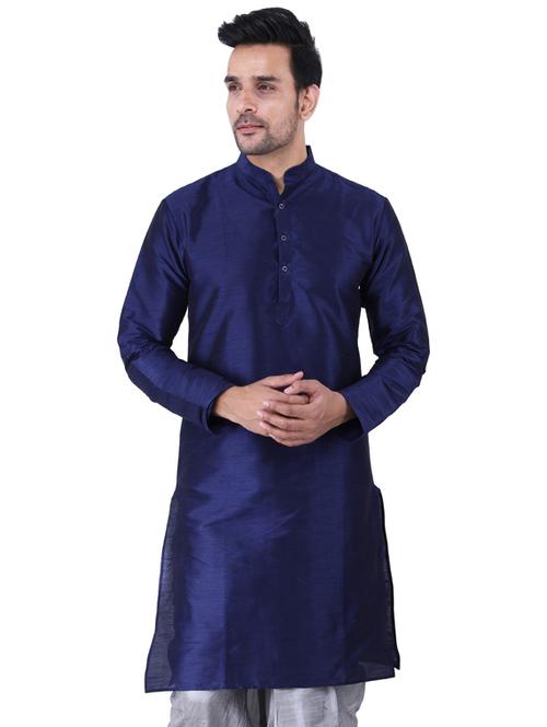 dark blue solid dhoti kurta set - 19702731 - Very Small Image - 1
