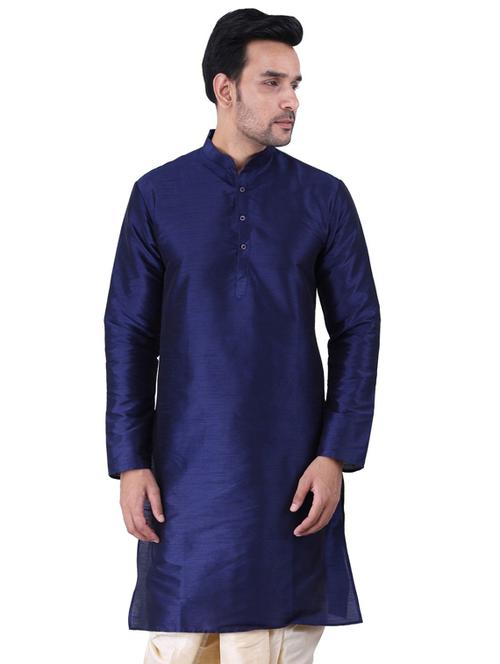 dark blue solid dhoti kurta set - 19702733 - Very Small Image - 1