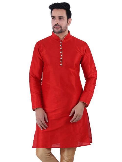 red solid kurta pyjama set - 19702799 - Very Small Image - 1
