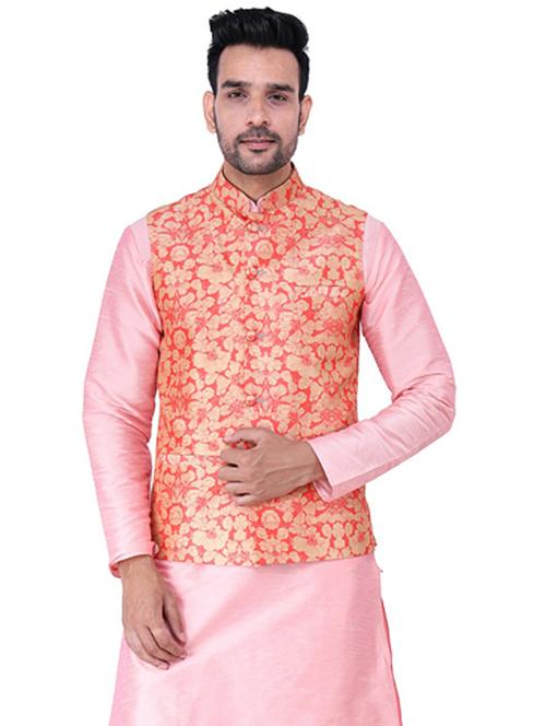 multi colored printed kurta pyjama with nehru jacket - 19702841 - Very Small Image - 1