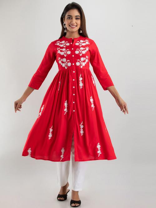 women mandarin collar embroidered kurta pant set - 19702890 - Very Small Image - 1