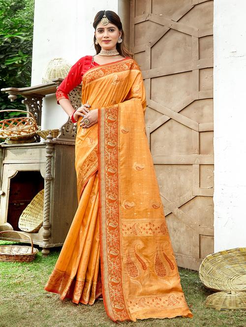 self design woven saree with blouse - 19708614 - Very Small Image - 1