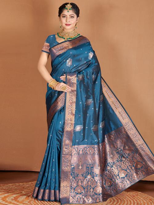 women's banarasi saree with blouse - 19708633 - Very Small Image - 1
