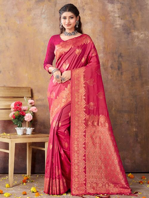 magenta silk saree - 19708707 - Very Small Image - 1