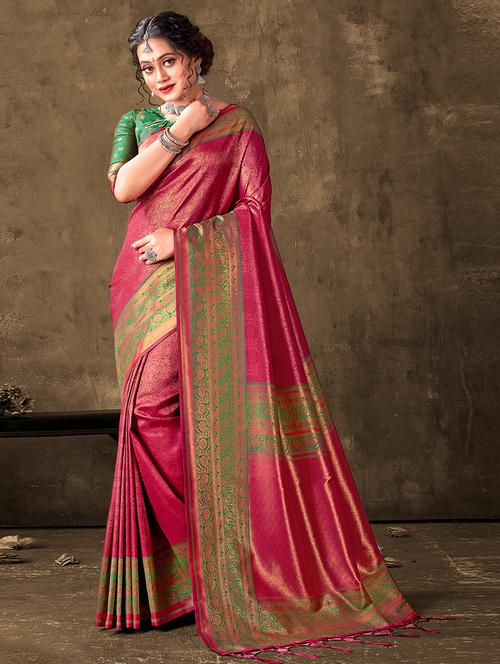 pink silk kanjivaram saree - 19708767 - Very Small Image - 1