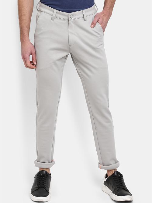 solid grey cotton casual trouser - 19709391 - Very Small Image - 1