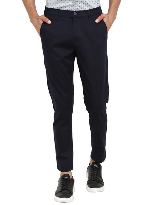 navy blue polyester chinos casual trousers - 19709402 - Very Small Image - 1