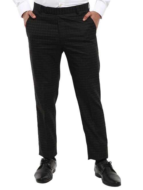 grey cotton flat front trousers formal - 19709551 - Very Small Image - 1
