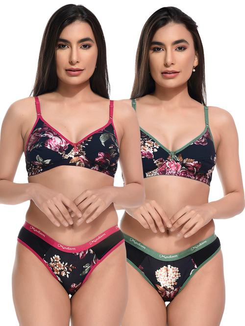 set of 2 printed bras and panty sets - 19710453 - Very Small Image - 1