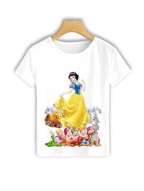round neck snow white front print t-shirt - 19710794 - Very Small Image - 1