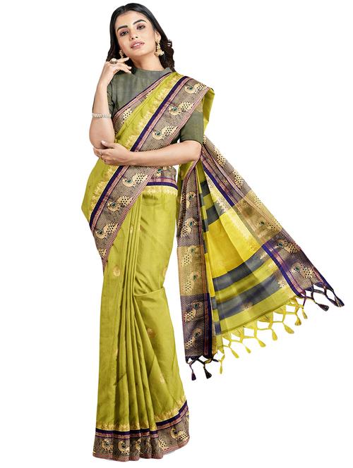 ethnic motif woven saree with blouse - 19711013 - Very Small Image - 1