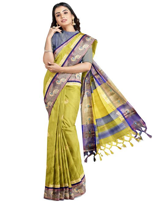 ethnic motif woven saree with blouse - 19711014 - Very Small Image - 1
