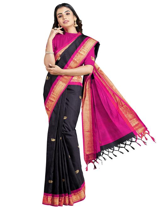 ethnic motif woven saree with blouse - 19711019 - Very Small Image - 1