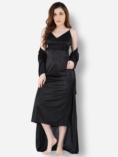 black lace night dress with robe set - 19711305 - Very Small Image - 1