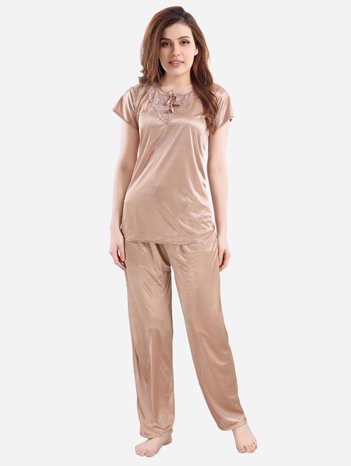 solid nightwear set - 19711345 - Very Small Image - 1