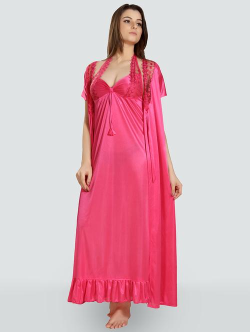 women solid nightwear set - 19711364 - Very Small Image - 1