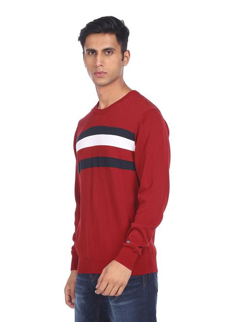 crew neck color block pullover - 19713201 - Very Small Image - 1