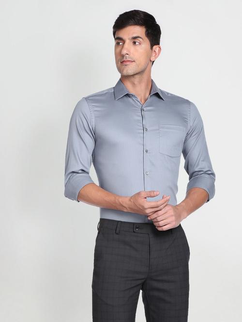 grey self design formal shirt - 19713235 - Very Small Image - 1