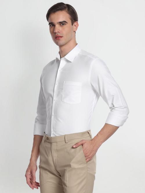 white solid formal shirt - 19713426 - Very Small Image - 1